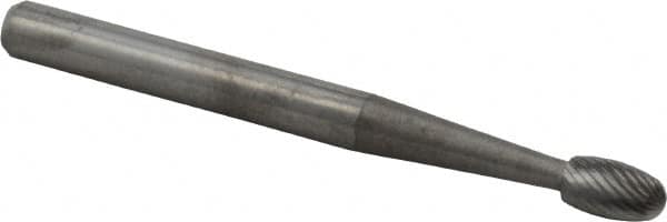 M.A. Ford - 1/8" Cut Diam, 1/8" Shank Diam, Oval Head Double Cut Burr - Carbide, Radius End, 7/32" LOC, 1-1/2" OAL - Exact Tooling