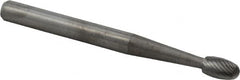 M.A. Ford - 1/8" Cut Diam, 1/8" Shank Diam, Oval Head Double Cut Burr - Carbide, Radius End, 7/32" LOC, 1-1/2" OAL - Exact Tooling