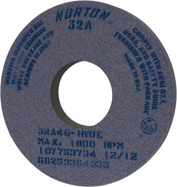 Norton - 14" Diam x 5" Hole x 1-1/2" Thick, H Hardness, 46 Grit Surface Grinding Wheel - Aluminum Oxide, Type 1, Coarse Grade, 1,800 Max RPM, Vitrified Bond, No Recess - Exact Tooling
