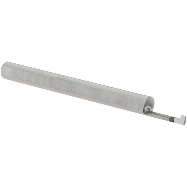 Scientific Cutting Tools - 0.032" Groove Width, 0.06" Min Hole Diam, 1/4" Max Hole Depth, Retaining Ring Grooving Tool - 0.02" Projection, 1-1/4" Shank Length, 1-1/2" OAL, Solid Carbide, Uncoated - Exact Tooling