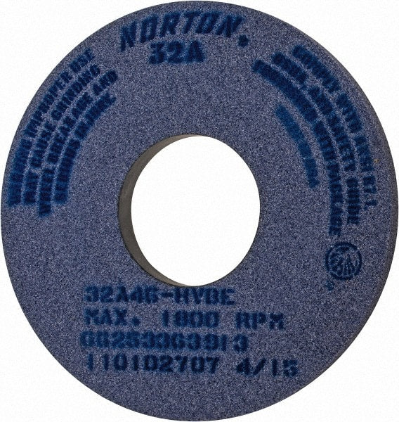 Norton - 14" Diam x 5" Hole x 1" Thick, H Hardness, 46 Grit Surface Grinding Wheel - Aluminum Oxide, Type 1, Coarse Grade, 1,800 Max RPM, Vitrified Bond, No Recess - Exact Tooling