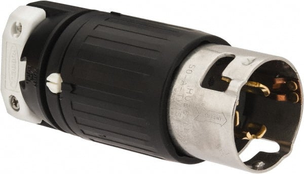Hubbell Wiring Device-Kellems - 250 VAC, 50 Amp, NonNEMA Configuration, Industrial Grade, Self Grounding Plug - 3 Phase, 3 Poles, IP20, 0.83 to 1-1/4 Inch Cord Diameter - Exact Tooling