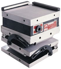 Suburban Tool - 6" Long x 6" Wide x 5-3/8" High, Compound, Standard Pole, Steel Sine Plate & Magnetic Chuck Combo - 0.0002" Tolerance, Square to 0.0002", (2) Hardened & Ground Rails, (2) Locking Straps & Handle - Exact Tooling