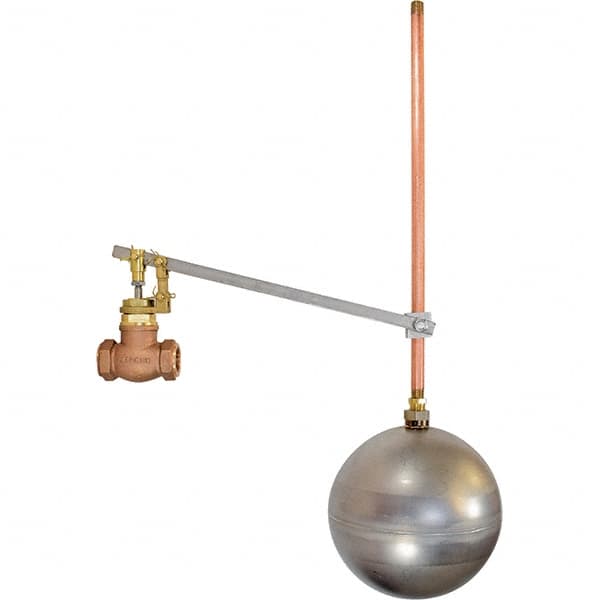 Control Devices - 3/4" Pipe, Brass & Bronze, Globe Pattern-Single Seat, Mechanical Float Valve - 100 psi, FIP x FIP End Connections - Exact Tooling