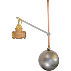 Control Devices - 1-1/4" Pipe, Brass & Bronze, Globe Pattern-Single Seat, Mechanical Float Valve - 100 psi, FIP x FIP End Connections - Exact Tooling