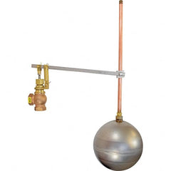 Control Devices - 3/4" Pipe, Brass & Bronze, Angle Pattern-Single Seat, Mechanical Float Valve - 100 psi, FIP x FIP End Connections - Exact Tooling