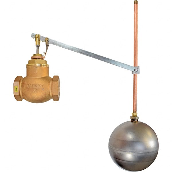 Control Devices - 2" Pipe, Brass & Bronze, Globe Pattern-Single Seat, Mechanical Float Valve - 75 psi, FIP x FIP End Connections - Exact Tooling
