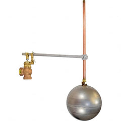 Control Devices - 3/4" Pipe, Brass & Bronze, Angle Pattern-Single Seat, Mechanical Float Valve - 100 psi, FIP x FIP End Connections - Exact Tooling