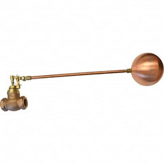 Control Devices - 1-1/2" Pipe, Brass & Bronze, Globe Pattern-Double Seat, Mechanical Float Valve - 100 psi, FIP End Connections - Exact Tooling