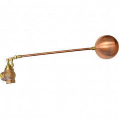 Control Devices - 1-1/4" Pipe, Brass & Bronze, Angle Pattern-Double Seat, Mechanical Float Valve - 100 psi, FIP End Connections - Exact Tooling