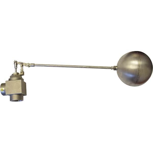 Control Devices - 1-1/2" Pipe, Stainless Steel, Angle Pattern-Double Seat, Mechanical Float Valve - 100 psi, FIP End Connections - Exact Tooling