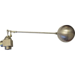 Control Devices - 1-1/2" Pipe, Stainless Steel, Angle Pattern-Double Seat, Mechanical Float Valve - 100 psi, FIP End Connections - Exact Tooling