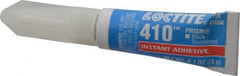 Loctite - 0.11 oz Tube Black Instant Adhesive - Series 410, 90 sec Working Time, 24 hr Full Cure Time, Bonds to Metal, Plastic & Rubber - Exact Tooling