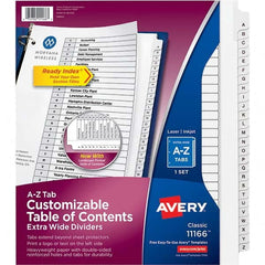 AVERY - Tabs, Indexes & Dividers Indexes & Divider Type: Preprinted Tab Dividers Size: 8 1/2 x 11 - Exact Tooling