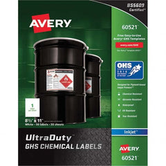 AVERY - Pack of (50), 8-1/2" x 11" White Synthetic Film ID Labels - Exact Tooling
