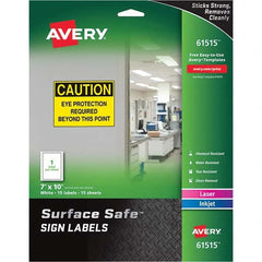 AVERY - Pack of (15), 7" x 10" White Polyester Durable Square Labels - Exact Tooling