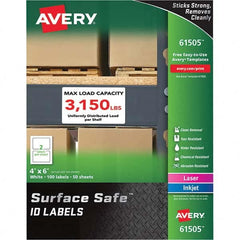 AVERY - Pack of (100), 4" x 6" White Polyester Durable Square Labels - Exact Tooling