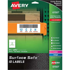 AVERY - Pack of (150), 3-1/4" x 8-3/8" White Polyester Durable Square Labels - Exact Tooling
