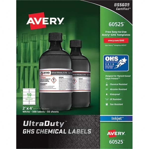 AVERY - Pack of (500), 2" x 4" White Synthetic Film ID Labels - Exact Tooling