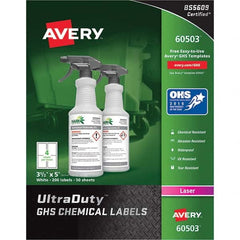 AVERY - Pack of (200), 3-1/2" x 5" White Synthetic Film ID Labels - Exact Tooling