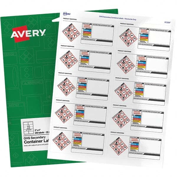 AVERY - Pack of (250), 2" x 4" White Paper ID Labels - Exact Tooling