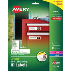 AVERY - Pack of (250), 1-1/32" x 3-1/2" White Paper Self Laminating Labels - Exact Tooling
