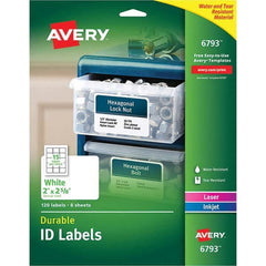 AVERY - Pack of (120), 2" x 2-5/8" White Paper Multipurpose Labels - Exact Tooling