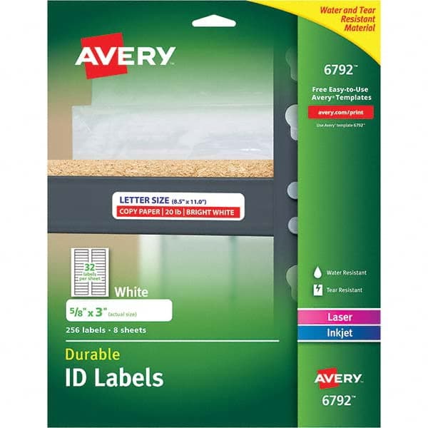 AVERY - Pack of (256), 5/8" x 3" White Paper Multipurpose Labels - Exact Tooling