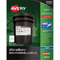 AVERY - Pack of (100), 4-3/4" x 7-3/4" White Synthetic Film ID Labels - Exact Tooling