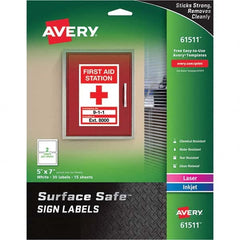 AVERY - Pack of (30), 5" x 7" White Polyester Durable Square Labels - Exact Tooling