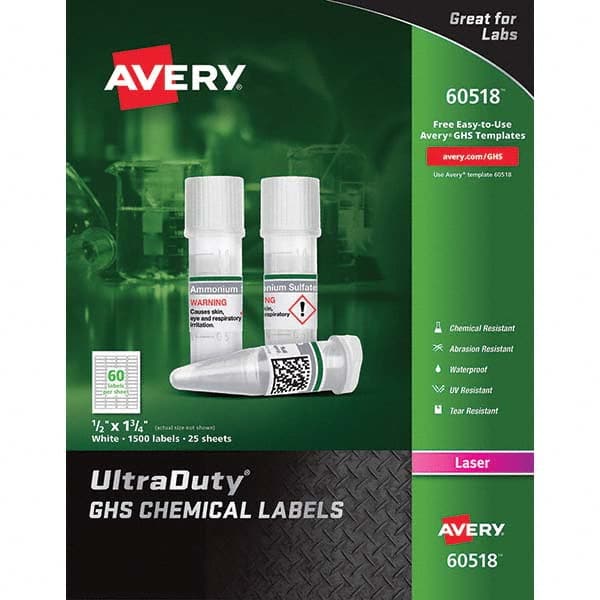 AVERY - Pack of (1500), 1" x 1-3/4" White Synthetic Film ID Labels - Exact Tooling