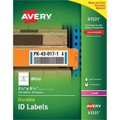 AVERY - Pack of (150), 3-1/4" x 8-3/8" White Paper Durable Square Labels - Exact Tooling