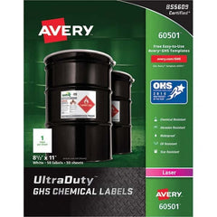 AVERY - Pack of (50), 8-1/2" x 11", White Synthetic Film ID Labels - Exact Tooling