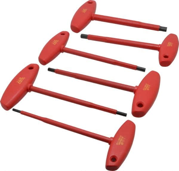 Wiha - 6 Piece T-Handle Hex Key Set - Hex Range 5/32 to 3/8", Chrome Vanadium Molybdenum - Exact Tooling