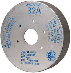 Norton - 9" Diam, 4-15/16" Hole Size, 2" Overall Thickness, 70 Grit, Type 35 Tool & Cutter Grinding Wheel - Medium Grade, Aluminum Oxide, J Hardness, Vitrified Bond, 2,550 RPM - Exact Tooling