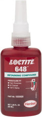 Loctite - 50 mL Bottle, Green, High Strength Liquid Retaining Compound - Series 648, 24 hr Full Cure Time, Heat Removal - Exact Tooling