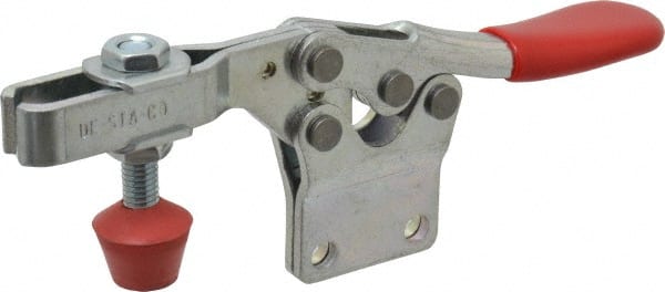 De-Sta-Co - 500 Lb Holding Capacity, Horizontal Handle, Manual Hold Down Toggle Clamp - 70° Handle Movement, 92° Bar Opening, U-Bar, Straight Base, Electro-Plated Zinc, Carbon Steel - Exact Tooling