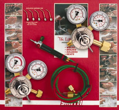 Miller/Smith - 9 Piece, Tip Number 3-7, Kits with Regulator Fittings for Propane, LP or Larger Industrial Acetylene Cylinders over 40 Cubic Ft. - Exact Tooling