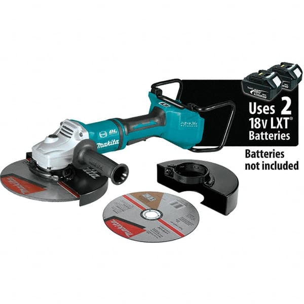 Makita - 9" Wheel Diam, 6,000 RPM, Cordless Angle & Disc Grinder - 5/8-11 Spindle, 36 Volts - Exact Tooling