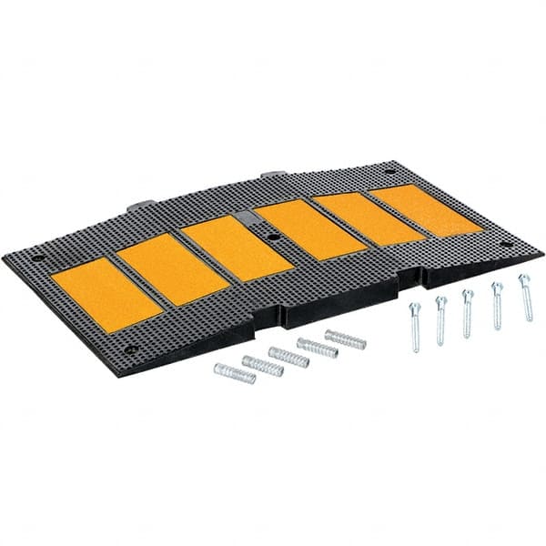 Vestil - 20-5/16" Long x 35-1/4" Wide x 2-7/16" High, Rubber Speed Hump - Yellow & Black - Exact Tooling