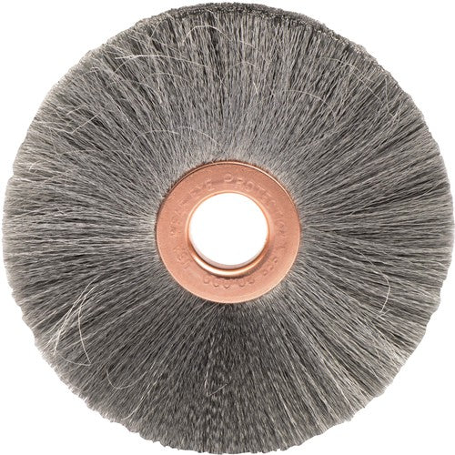 3″ Small Diameter Crimped Wire Wheel, .003″ Steel Fill, 1/2″ Arbor Hole - Exact Tooling