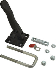 De-Sta-Co - 7,500 Lb Capacity, Horizontal, U Hook, Flanged Base, Carbon Steel Pull Action Latch Clamp - 2.19" Drawing Movement, 10.12" OAL, Threaded U Hook, Straight Handle - Exact Tooling