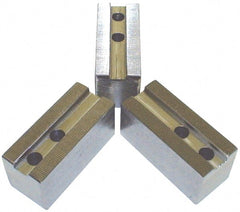 H & R Manufacturing - 24" Chuck Capacity, 3mm x 60° Serrated Attachment, Square Soft Lathe Chuck Jaw - 3 Jaws, Steel, 3.15" Btw Mount Hole Ctrs, 8-1/2" Long x 2-1/2" Wide x 2-1/2" High, 0.984" Groove, 20mm Fastener - Exact Tooling