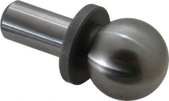 Jergens - 3/4" Ball Diam, 3/8" Shank Diam, Steel Inspection Tooling Ball - Slip-Fit Shank, 1-1/4" Ball Center to Shank Bottom, 1/2" Ball Center to Shoulder Bottom, with Shoulder - Exact Tooling