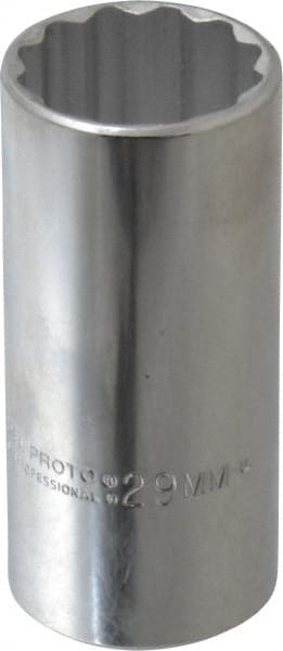 Proto - 1/2" Drive, Deep Hand Socket - 12 Points, 3-1/4" OAL, Chrome Finish - Exact Tooling