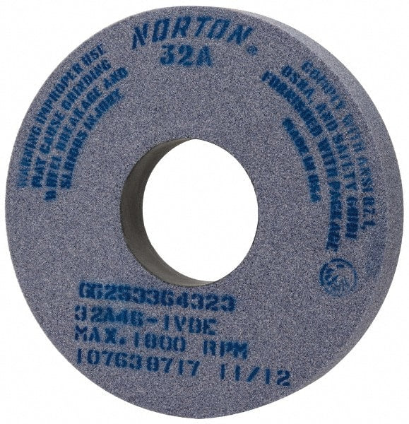 Norton - 14" Diam x 5" Hole x 2" Thick, I Hardness, 46 Grit Surface Grinding Wheel - Aluminum Oxide, Type 1, Coarse Grade, 1,800 Max RPM, Vitrified Bond, No Recess - Exact Tooling