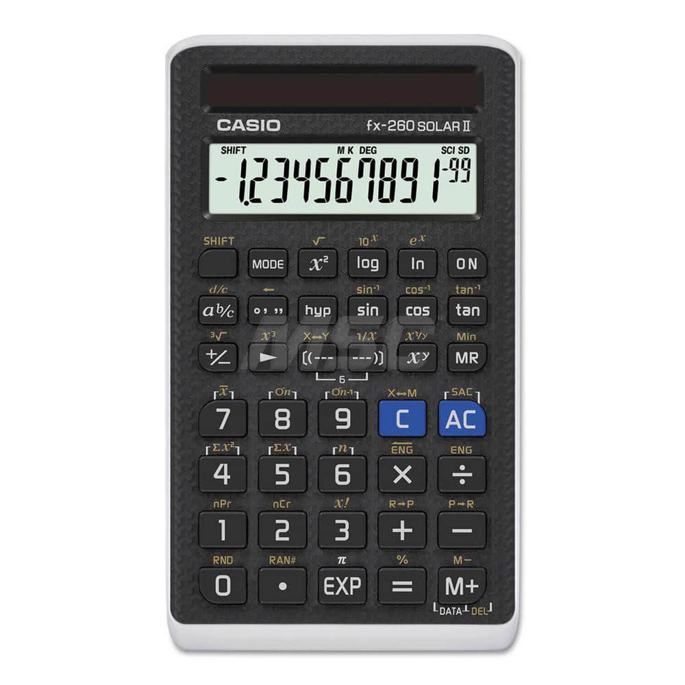 Casio - Calculators; Type: Scientific ; Type of Power: Solar ; Display Type: 12-Digit LCD ; Color: Black ; Display Size: 10 x 1 ; Width (Inch): 2-3/4 - Exact Tooling