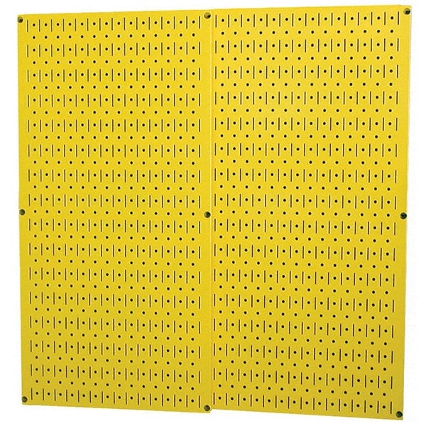 Wall Control - 32" Wide x 32" High Peg Board Storage Board - 2 Panels, Metal, Yellow - Exact Tooling