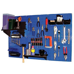 Wall Control - 48" Wide x 32" High Peg Board Kit - 3 Panels, Metal, Blue/Black - Exact Tooling