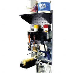 Wall Control - 16" Wide x 32" High Peg Board Kit - 1 Panels, Galvanized Steel, Galvanized/Black - Exact Tooling